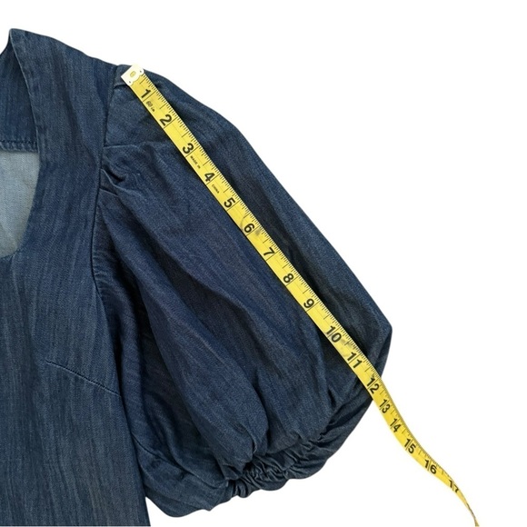 FRAME Nina Puff Sleeve Denim Minidress In Gorham Size L  Puff Sleeve Size L $428 - Picture 4 of 9